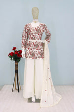 Thumbnail for Anaita Cream Chiffon Embroidered With Sequins Work Salwar Suit - Distacart