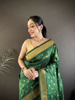 Thumbnail for Joban Fashion Green Polka Dot Lichi Silk Paithani Silk Saree - Distacart