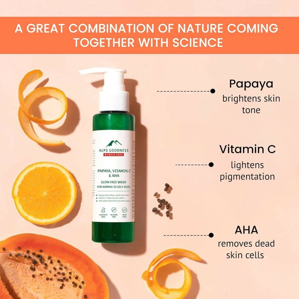 Alps Goodness Papaya, Vitamin C & AHA Glow Face Wash - Distacart