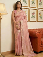 Thumbnail for Shree Shyam Fashion Pink Tissue Silk Saree - Distacart