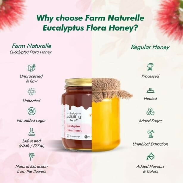 Farm Naturelle Eucalyptus Flower Honey - Raw, Unprocessed Wild Forest Honey