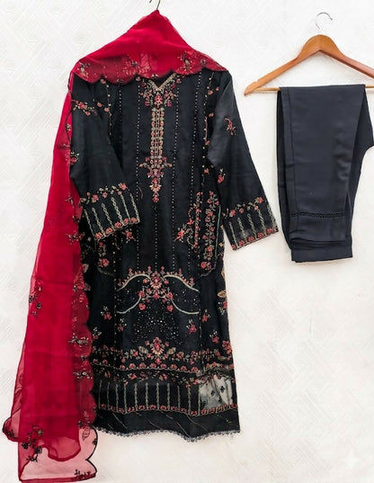 Teeya Creation Womens New Net With Heavy Embroiedery With Sequence Work Kurta Set - Dista