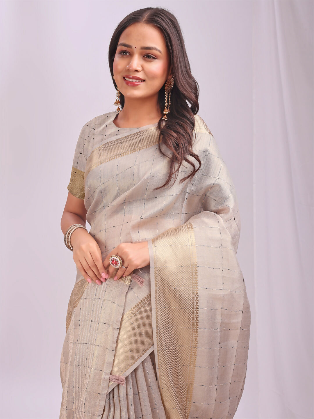 Astita Organza Cream Saree