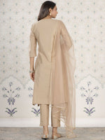 Thumbnail for Ode by House of Pataudi Floral Yoke Design Sequinned Kurta with Trousers & Dupatta - Distacart