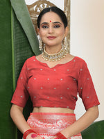 Thumbnail for Astita Linen Cotton Red & White Saree