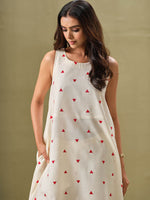 Thumbnail for Sangria Off White Geometric Printed Round Neck A-Line Pure Cotton Kurta With Palazzos