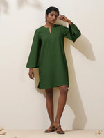 Thumbnail for trueBrowns Green Cotton Blend Short Dress