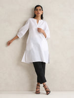 Thumbnail for trueBrowns White Cotton Blend Short Kurta
