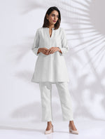 Thumbnail for trueBrowns White Cotton Blend Kurta Co-ord Set