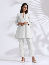 Thumbnail for trueBrowns White Cotton Blend Kurta Co-ord Set