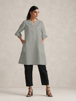 Thumbnail for trueBrowns Grey Cotton Blend Short Kurta