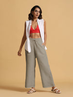 Thumbnail for trueBrowns Grey Cotton Blend Elasticated Drawstring Straight Pants