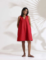 Thumbnail for trueBrowns Red Cotton Blend Short Dress
