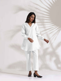 Thumbnail for trueBrowns White Cotton Blend Co-ord Set