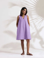 Thumbnail for trueBrowns Lilac Cotton Blend Short Dress