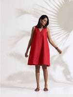 Thumbnail for trueBrowns Red Cotton Blend Short Dress