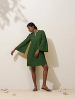 Thumbnail for trueBrowns Green Cotton Blend Short Dress