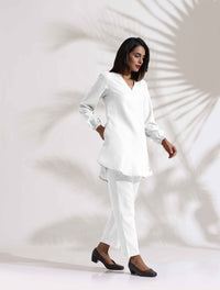 Thumbnail for trueBrowns White Cotton Blend Co-ord Set