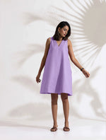 Thumbnail for trueBrowns Lilac Cotton Blend Short Dress
