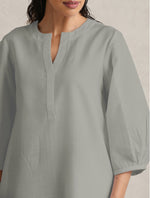 Thumbnail for trueBrowns Grey Cotton Blend Short Kurta