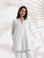 Thumbnail for trueBrowns White Cotton Blend Kurta Co-ord Set