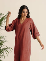 Thumbnail for trueBrowns Rust Pink Cotton Blend Long Dress