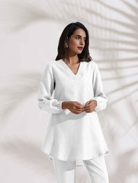 Thumbnail for trueBrowns White Cotton Blend Co-ord Set