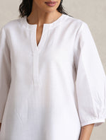 Thumbnail for trueBrowns White Cotton Blend Short Kurta