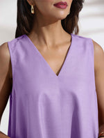 Thumbnail for trueBrowns Lilac Cotton Blend Short Dress