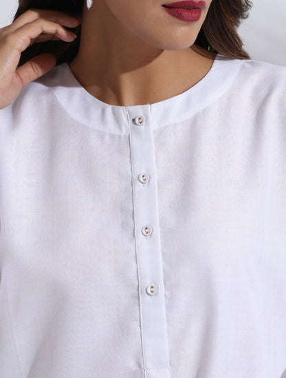 trueBrowns White Slub Kurta Co-ord Set - Distacart