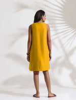 Thumbnail for trueBrowns Mustard Cotton Blend Short Dress