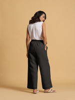 Thumbnail for trueBrowns Black Cotton Blend Elasticated Drawstring Straight Pants
