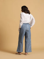 Thumbnail for trueBrowns Blue Cotton Blend Elasticated Drawstring Straight Pants