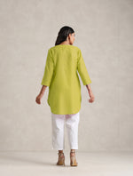 Thumbnail for trueBrowns Lime Cotton Blend Short Kurta