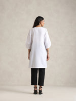 Thumbnail for trueBrowns White Cotton Blend Short Kurta
