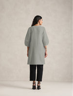 Thumbnail for trueBrowns Grey Cotton Blend Short Kurta