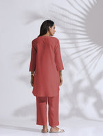 Thumbnail for trueBrowns Pink Cotton Blend Pleated Kurta Co-ord Set