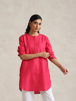 Thumbnail for trueBrowns Fuchsia Cotton Blend Short Kurta