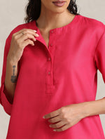 Thumbnail for trueBrowns Fuchsia Cotton Blend Short Kurta