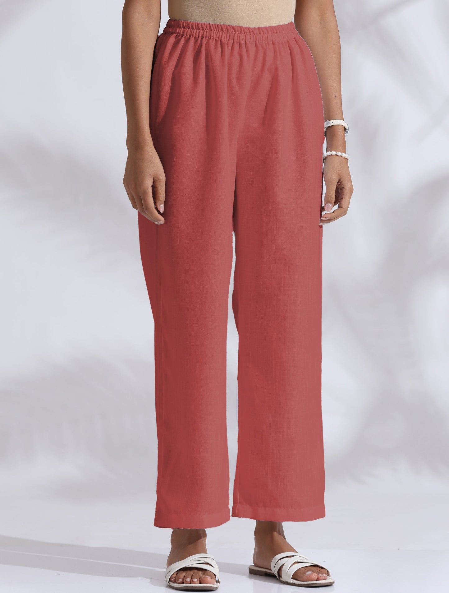 trueBrowns Pink Cotton Blend Pleated Kurta Co-ord Set - Distacart