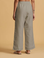 Thumbnail for trueBrowns Grey Cotton Blend Elasticated Drawstring Straight Pants