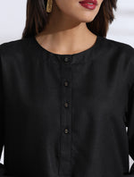 Thumbnail for trueBrowns Black Slub Kurta Co-ord Set