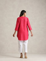 Thumbnail for trueBrowns Fuchsia Cotton Blend Short Kurta