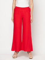 Thumbnail for Aniyah Rayon Flared Slip-On Red Palazzo