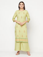 Thumbnail for Aniyah Rayon Screen Print Pista Green Straight Kurta