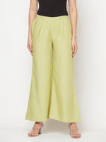 Thumbnail for Aniyah Rayon Flared Slip-On Pista Color Palazzo