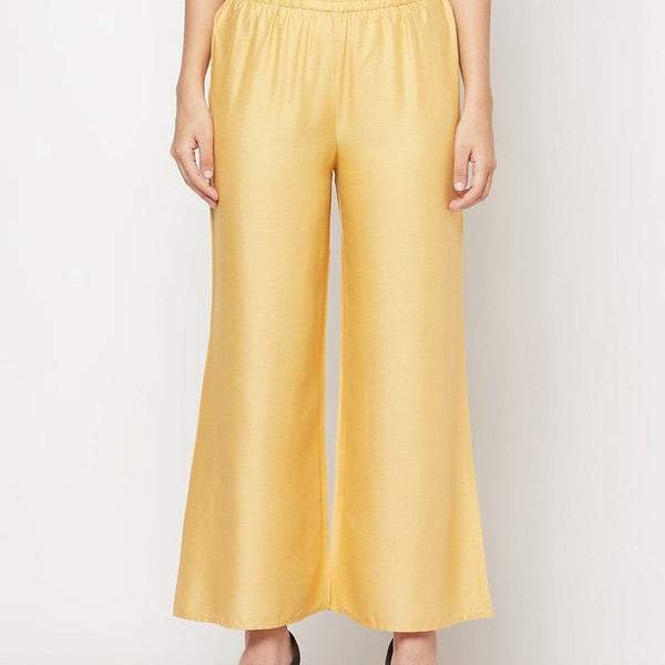 Aniyah Rayon Flared Slip-On Golden-Beige Palazzo