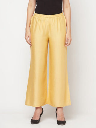 Aniyah Rayon Flared Slip-On Golden-Beige Palazzo