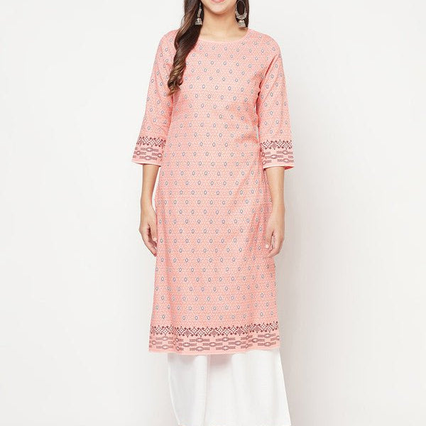 Aniyah Rayon Digital Screen Print Peach Color Straight Kurta