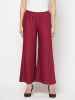 Thumbnail for Aniyah Rayon Flared Slip-On Wine Color Palazzo